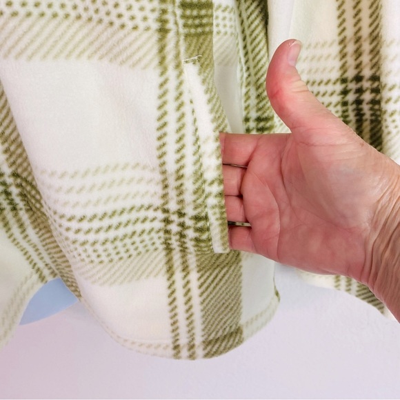O’Neill Olive Green/Cream Plaid Fleece 3/4 Zip Hoodie Size M - Picture 3 of 5